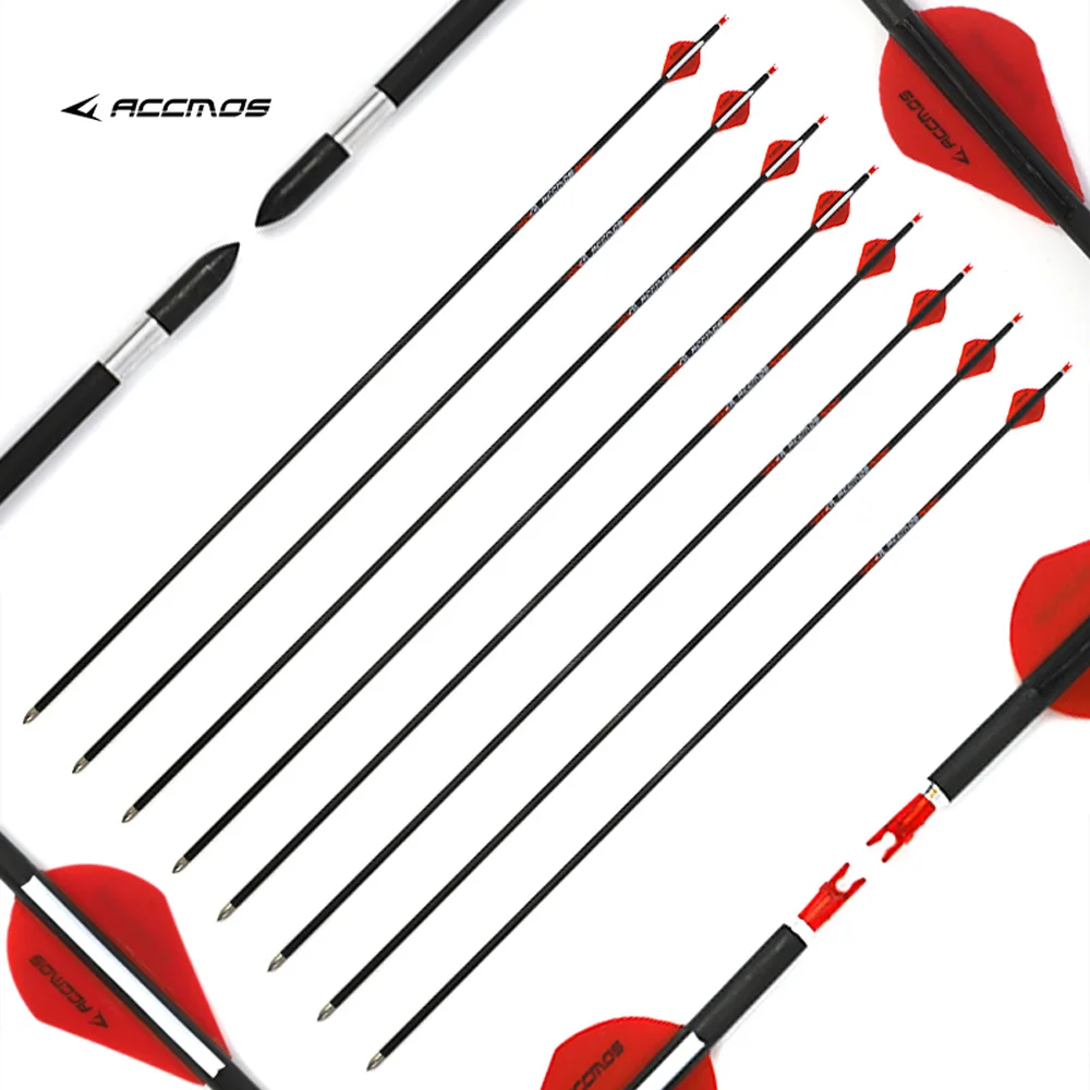 12 шт. 31 дюйм Longbow карбоновые стрелы Spine 300 350 400 500 600 700 стрельба из лука охотничьи ID