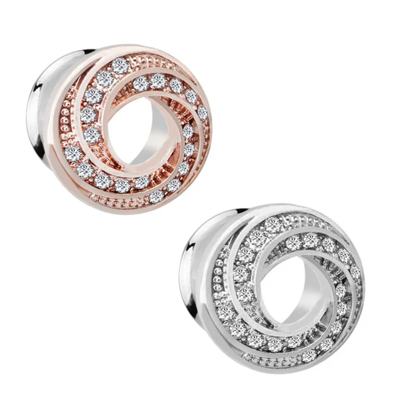 Лидер продаж кристалл резьба Ушная вилка туннель Очаровательная серьга Плаги