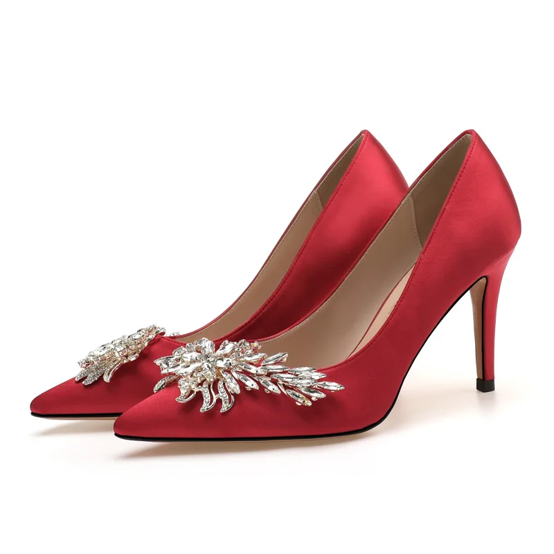 

2021 New Arrival White Pointed Toe Wedding Shoe Bridal High Heels Shoe Ladies Party Dress Shoes Woman High Pumps