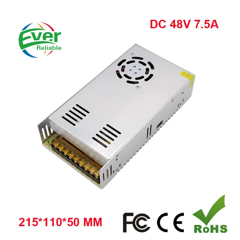 48V 7.5A источник Питания SMPS импульсный питания AC к DC 220v для CCTV светодиодный S 350