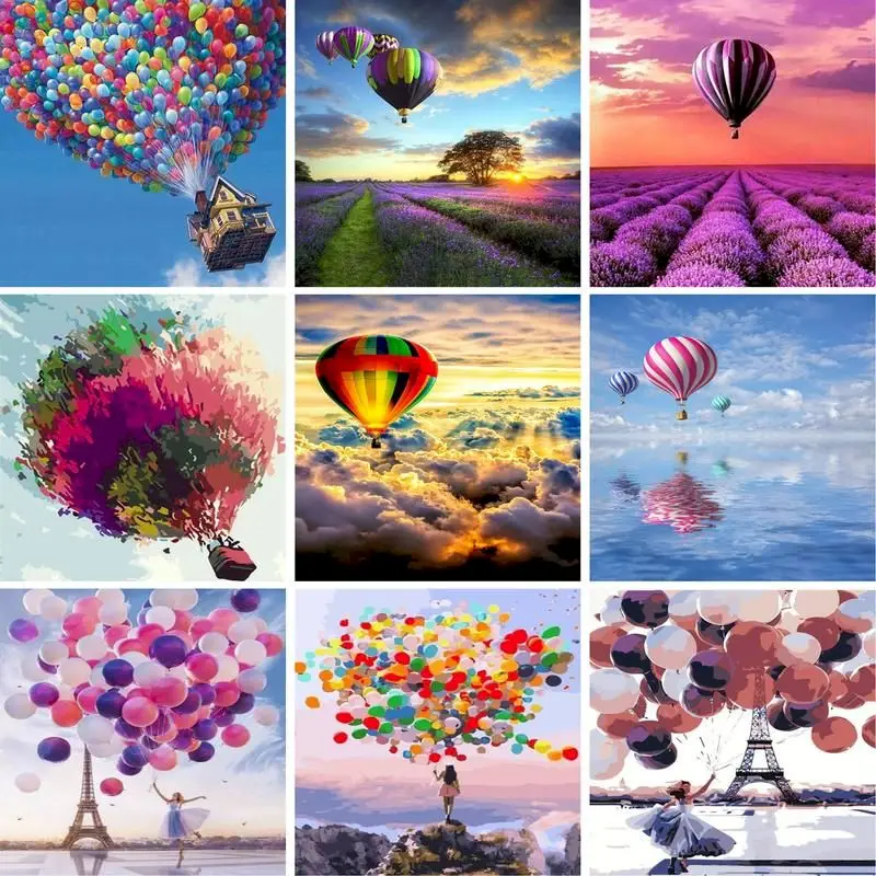 

GATYZTORY Paint By Number Hot Air Balloon On Canvas Painting Kits Landscape Diy With Frame Acrylic Coloring By Numbers Home Deco