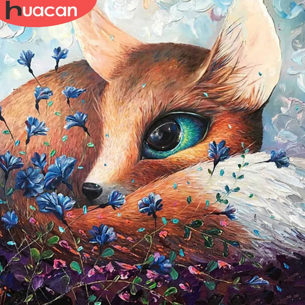 

Алмазная живопись 5d HUACAN «сделай сам», настенная живопись с лисой, полноразмерная/круглая Алмазная вышивка с животными, подарок ручной работы