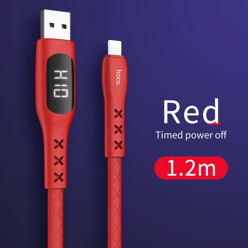 Красный HOCO usb кабель для iphone кабель 11 Pro X XS Max XR 8 6 ipad2 на экране синхронизации зарядки Кабели быстрой зарядки телефон зарядное устройство данных - Цвет: Красный