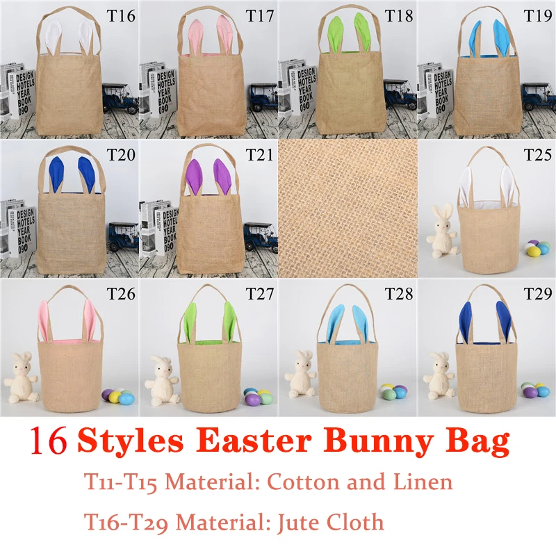 

40pcs/lot Canvas Easter Basket Easter Bunny Bag for Kids Candy Gift Easter Bag Fast Shipping