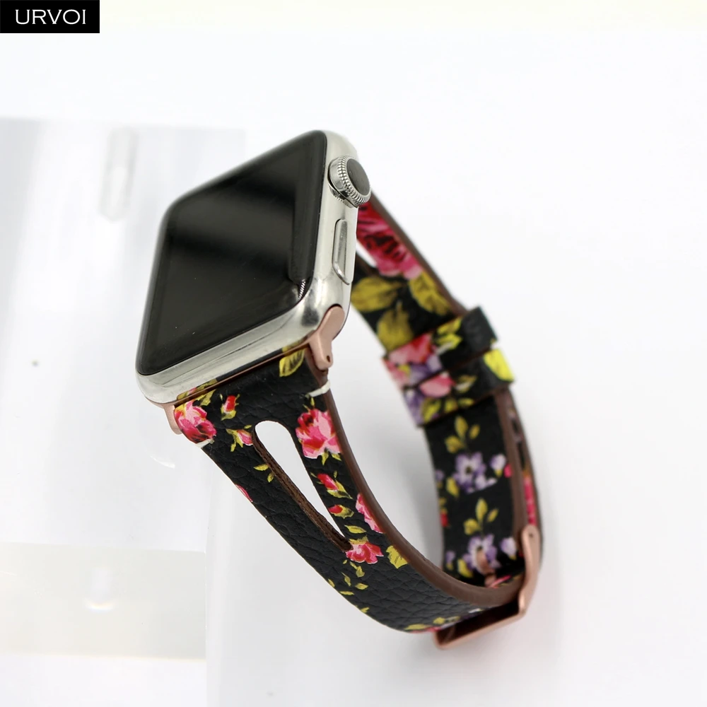 Кожаный ремешок URVOI для apple watch серии 4 3 2 1 ремешок для iwatch 40 мм 44 мм модель дизайн т отверстие кожа девушки запястье