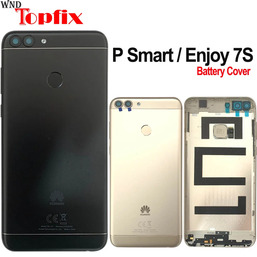 

Оригинальный чехол для Huawei P Smart, задняя крышка батарейного отсека, чехол для Huawei Enjoy 7S, Крышка батарейного отсека с объективом и сканером отп...