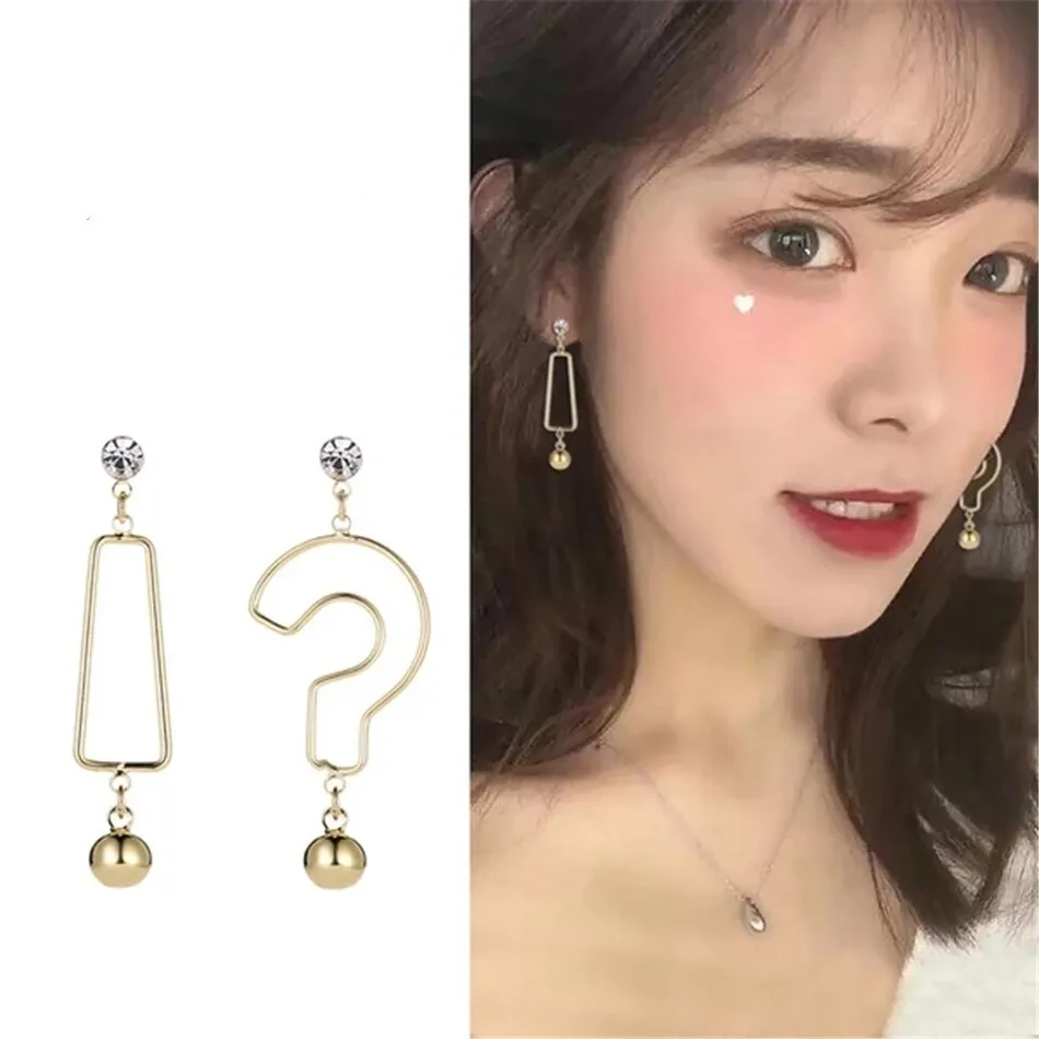 

Asymmetric Korean Popular Design Long Earrings Exclamation Question Mark Punctuation Irregular Party Jewelry European Earrings