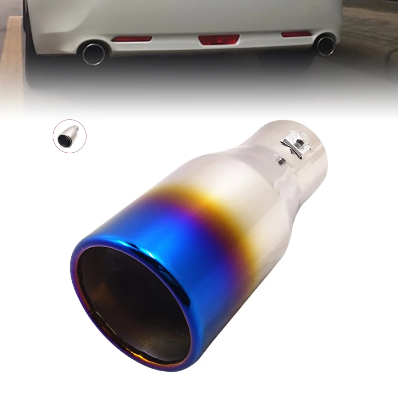 

Car exhaust pipe is suitable for 6.3cm diameter general flat mouth silver stainless steel silencer tail throat decoration