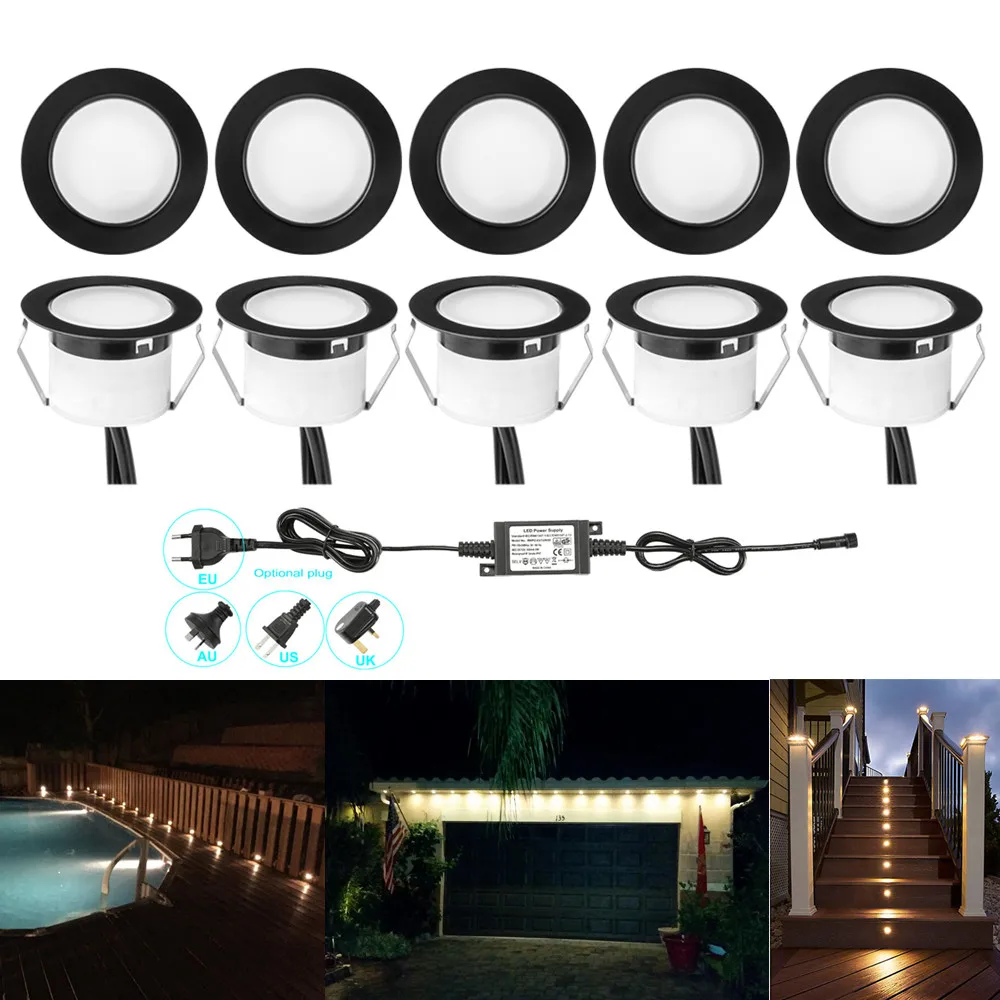 10pcs/lot Warm White Black WIFI App Controller Dimmer Timer 45mm 12V IP67 Terrace LED Deck Stair Soffit Step inground Up Lights | Освещение