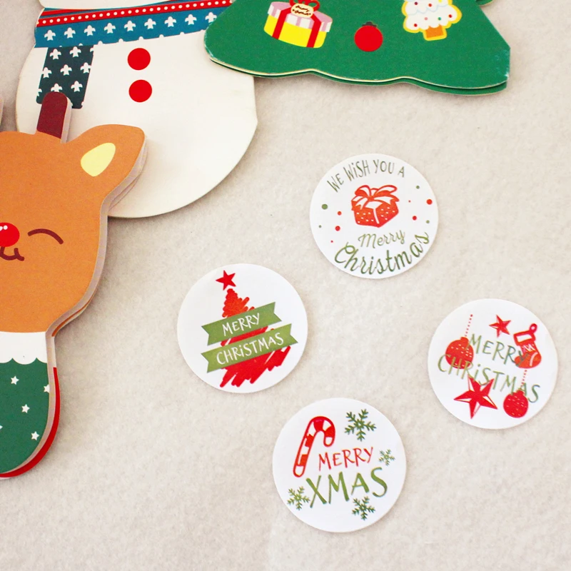 Наклейки декоративные рождественские красные зеленые 120 шт. (10 листов)