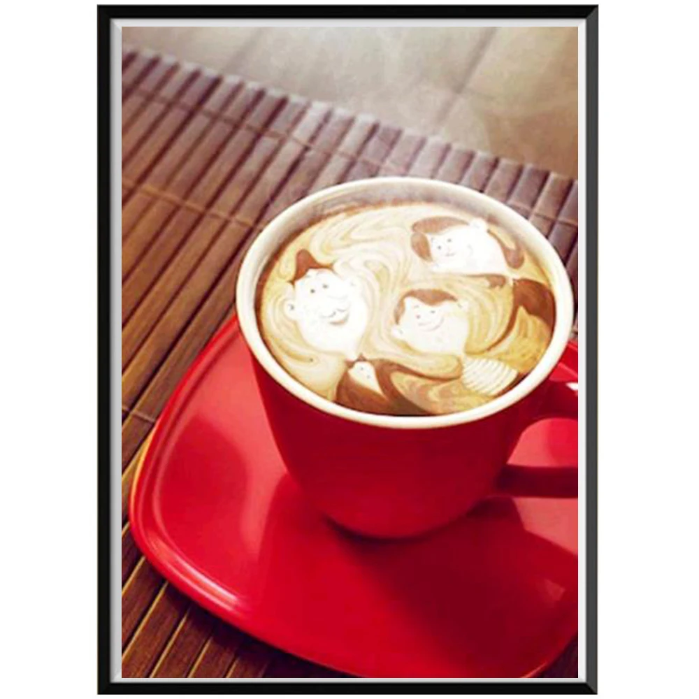

5D diamond painting full diamond coffee round diamond mosaic pattern home decoration DIY handmade