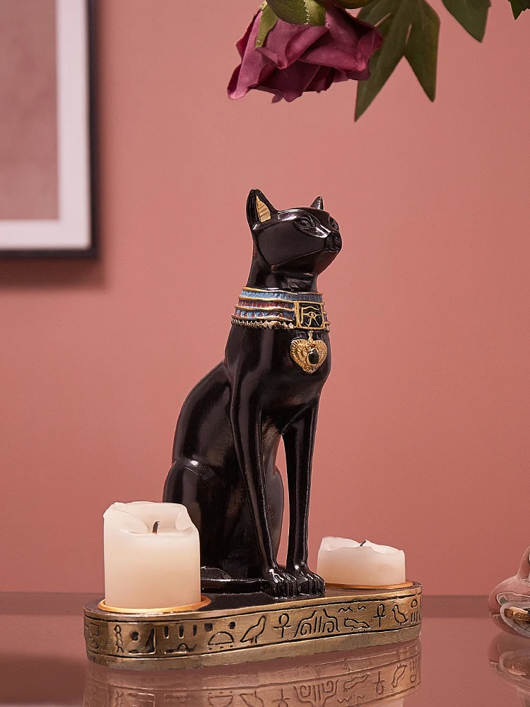 Подсвечник украшение для дома подсвечник в виде чашки египетского кота