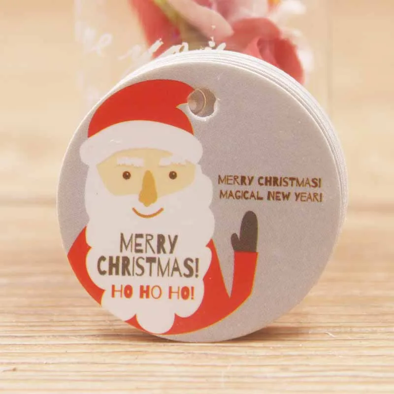 200 шт мульти милый белый/черный бумажный Подарочная этикетка бирка merry chrstmas амулеты тег круглые свадебные сувениры/декоративный Milu олень тег