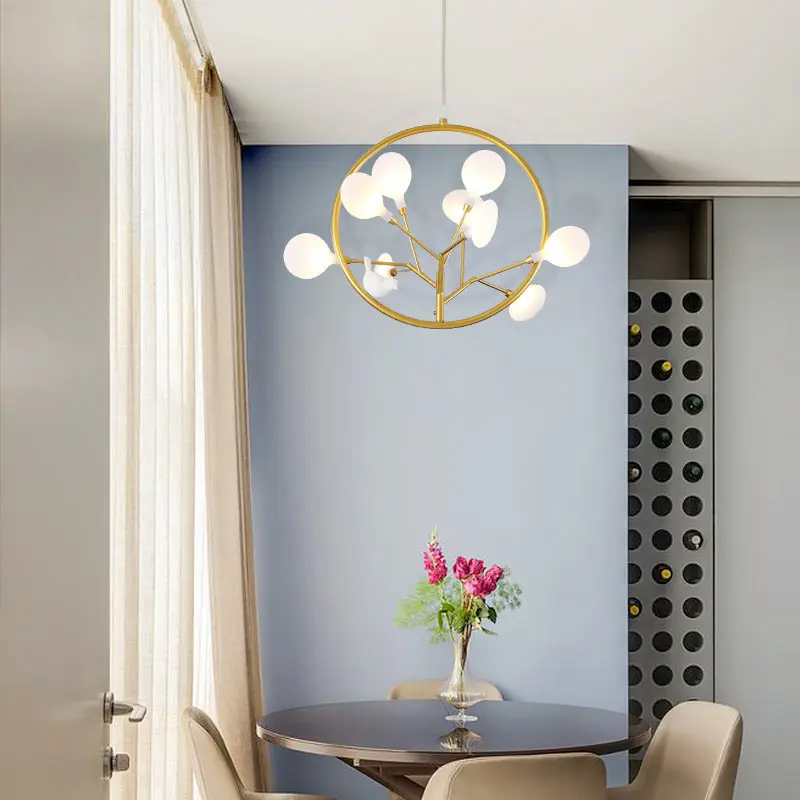Modern Led Chandelier Glass Design Lamp Living Room Kitchen Dinning Light Fixtures Gold Decor Home Lighting Metal Lustre G4 | Лампы и