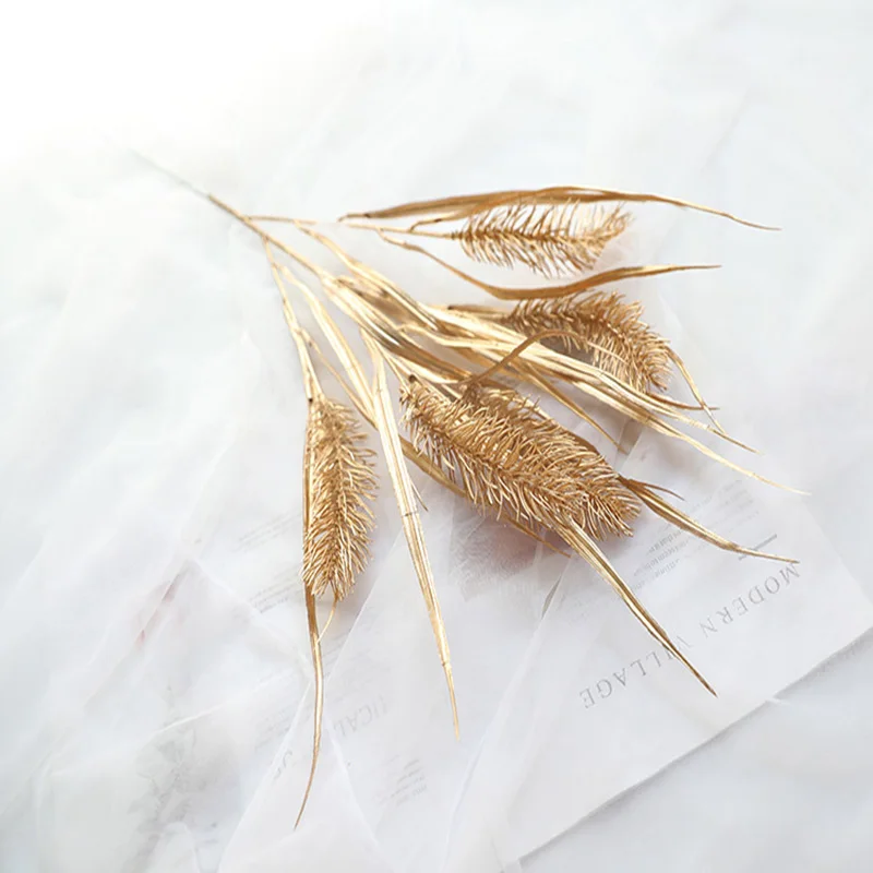 5 шт. искусственный цветок Золотой пластиковый букет противотуманный кленовый