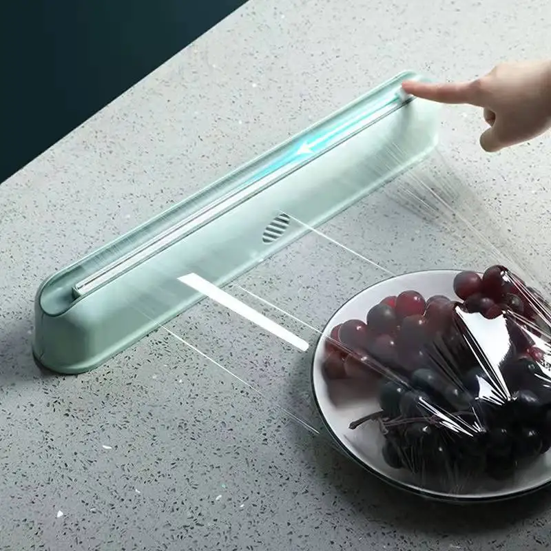 Punch-Free Cling Film Cutting Box Wall-mounted Suction Cup Adjustable Plastic Wrap Cutter Home Kitchen Accessories | Дом и сад
