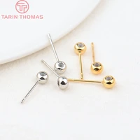344 10pcs 4x15mm 24k gold color brass with rubber stud earrings pins high quality diy jewelry findings accessories