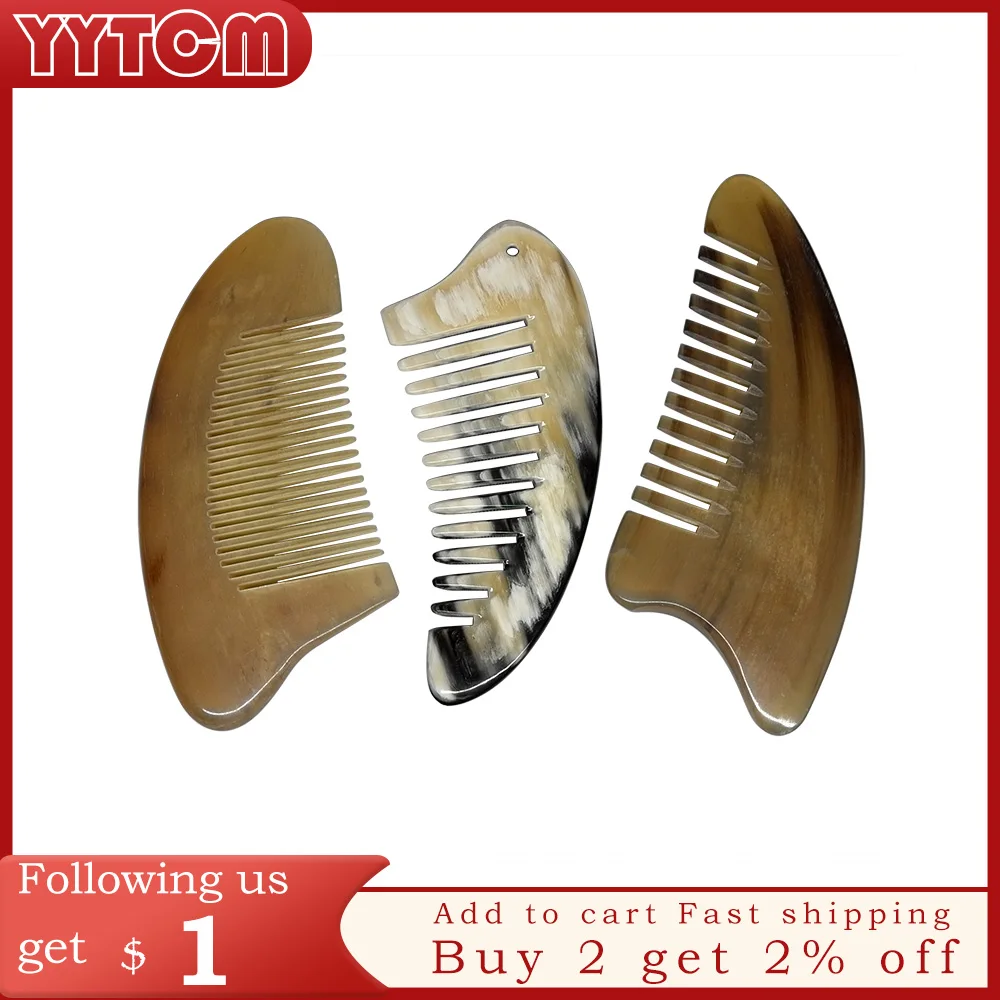 

Чистый роговой гребень из натуральной Qnti-статический выпадения волос Домашний массаж расческа-пластиковые массаж гуаша гребень