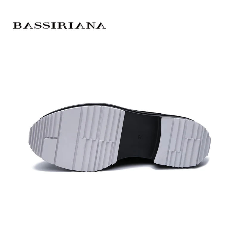BASSIRIANA2019 кожаные ботинки женские зимние ботинки черная замша резиновая подошва женская обувь высокого качества