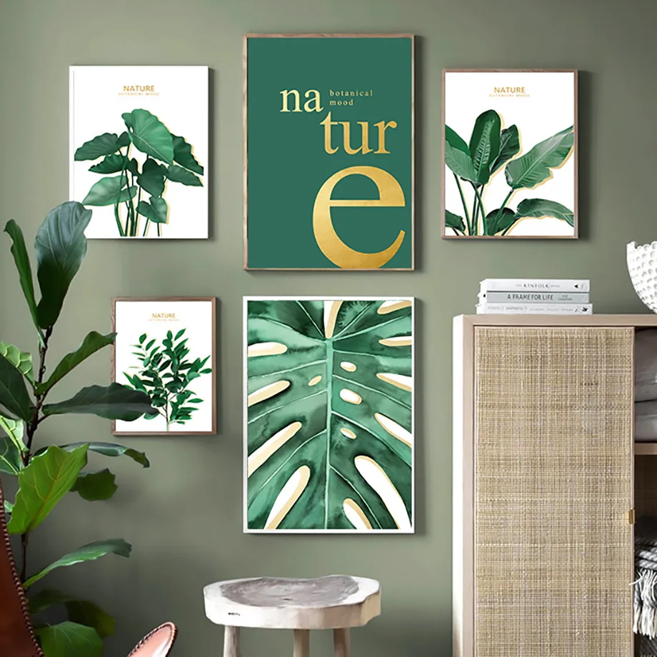 

Color Plants Monstera Lotus Leaf Quotes Nordic Posters And Prints Wall Art Canvas Painting Wall Pictures For Living Room Decor