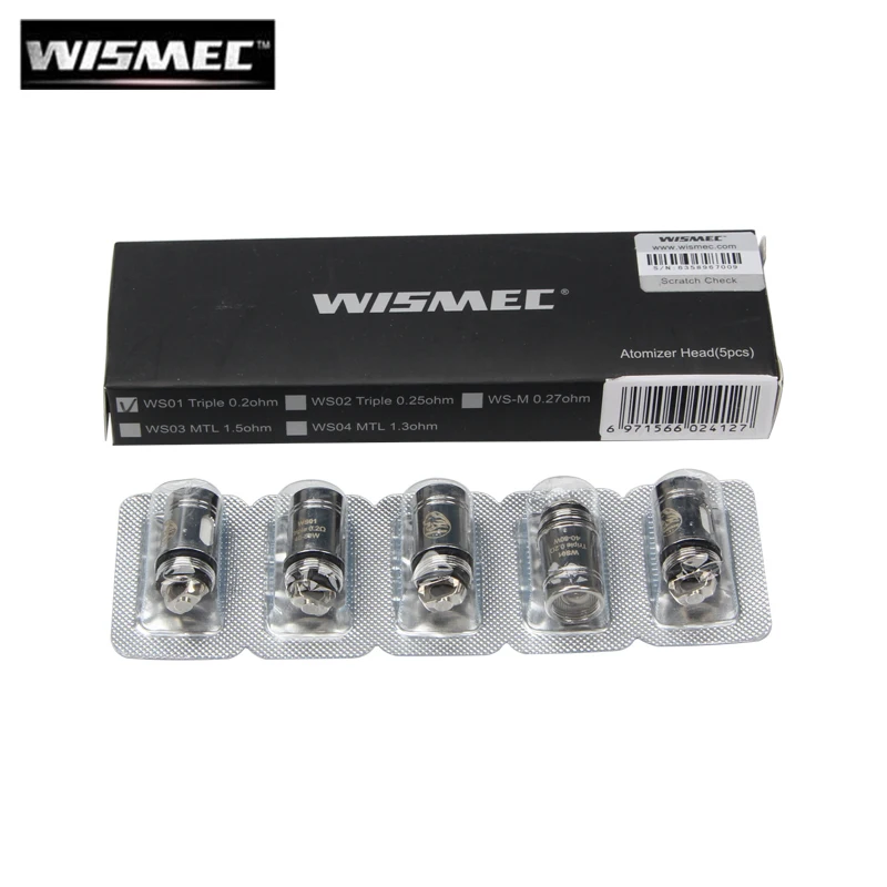 Оригинальные головки катушки WS01 Triple 0 2 Ом/WS02 25 Ом подходят для Wismec Sinuous FJ200 P80 Predator