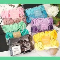 ncmama 50pcs new fashion women solid color stretch elastic hair bands simple plain rope bands protect the hair 6 colors