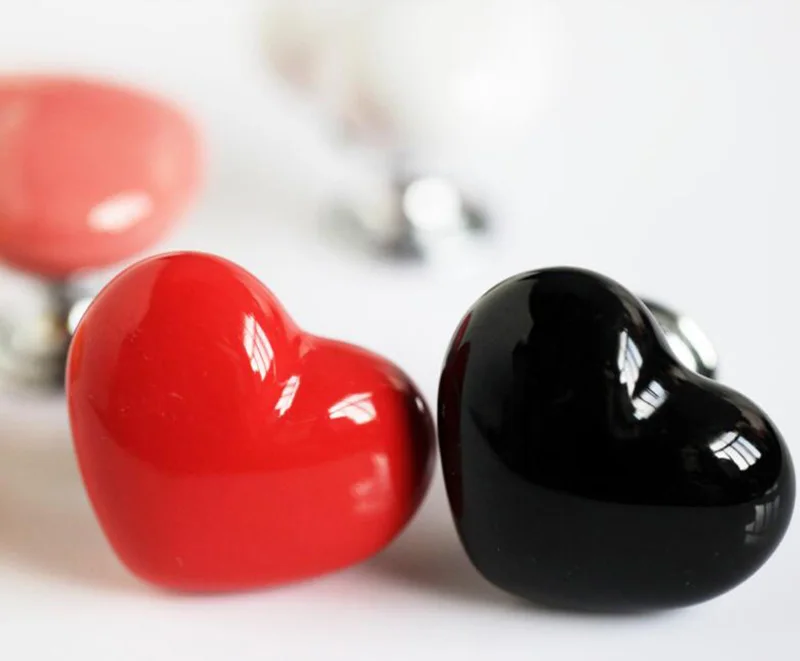 Красочная милая Мультипликация Форма Сердца Керамическая дверная ручка ящик