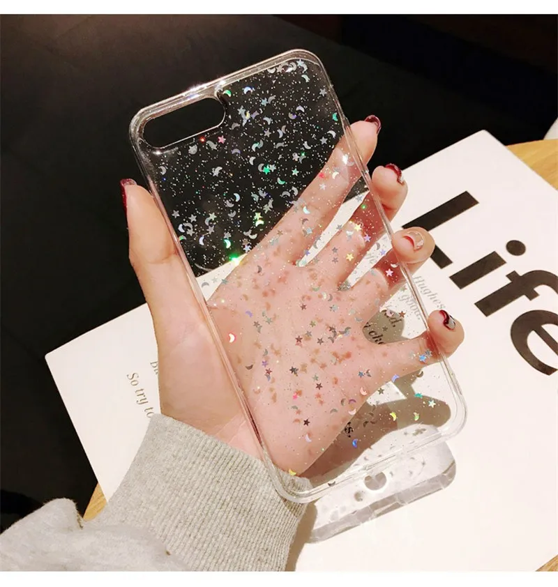 

fashion clear Glittering female Phone Cover Case For Iphone X 11 pro Xs Max Xr 10 8 7 Plus SE 4.7Luxury soft girl Coque Fundas