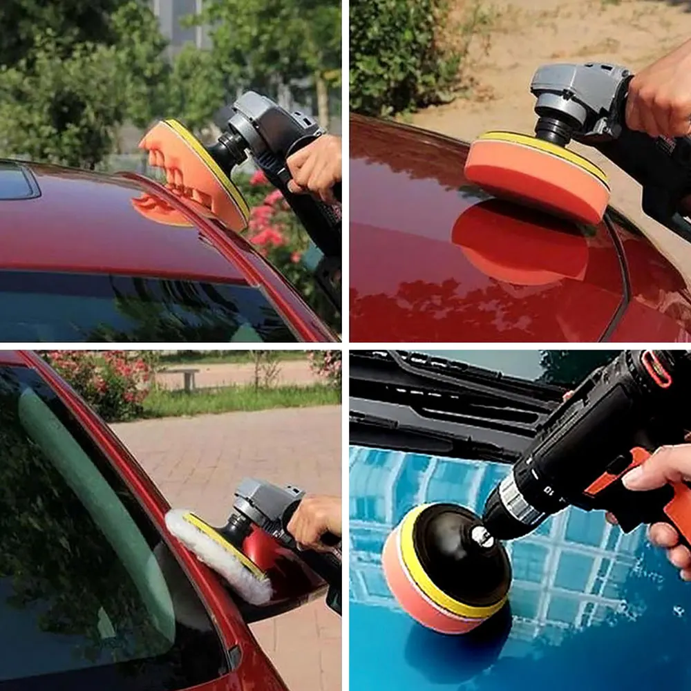 

29pcs Car Beauty Waxing Polishing Tool 3Inch Car Polisher Waxing Pads Buffing Kit M10 Thread Abrasive Polisher Drill Adapter