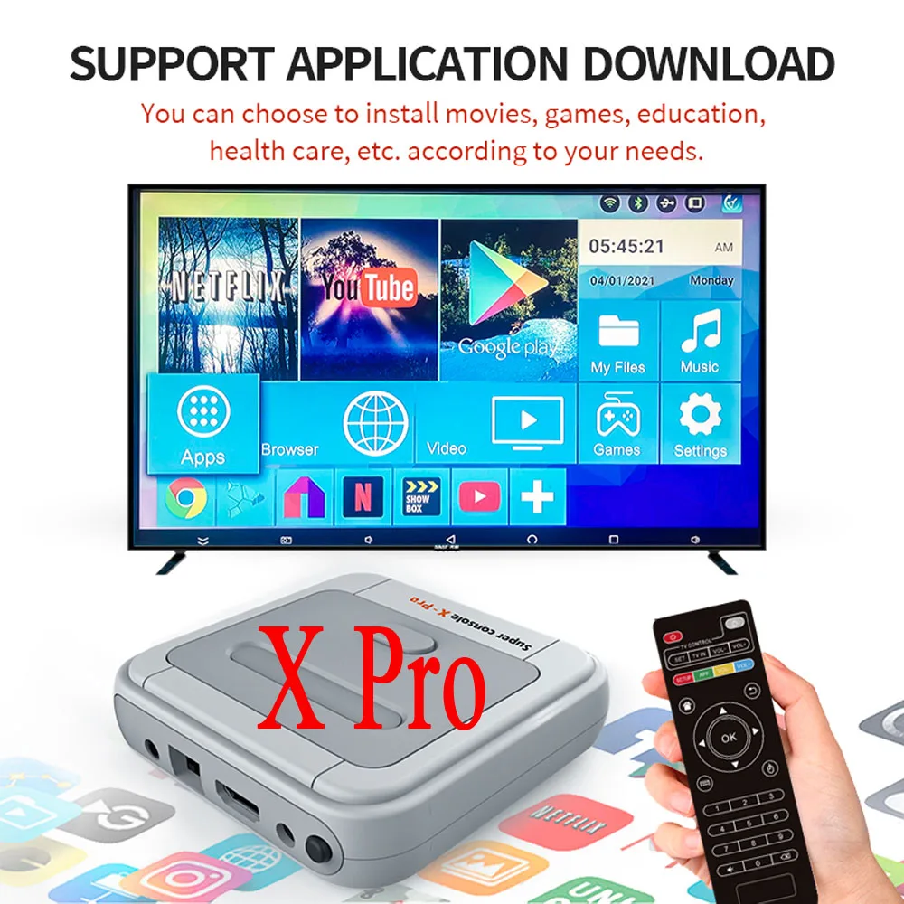 Günstig Super Konsole X Pro 4K HD Retro Spiel Konsole Für PSP/PS1/DC/N64, Video Spiel Konsole Mit 50000 + Spiele, KODI, Unterstützung 4/2 Spieler 4