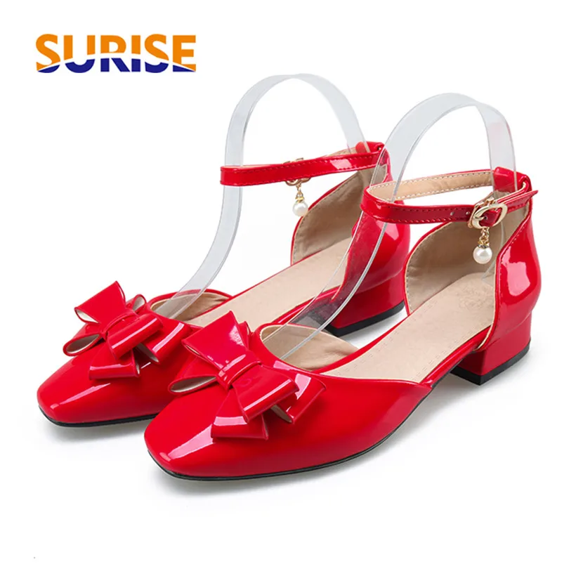 Женские туфли лодочки с бантиком большие размеры квадратный носок низкий