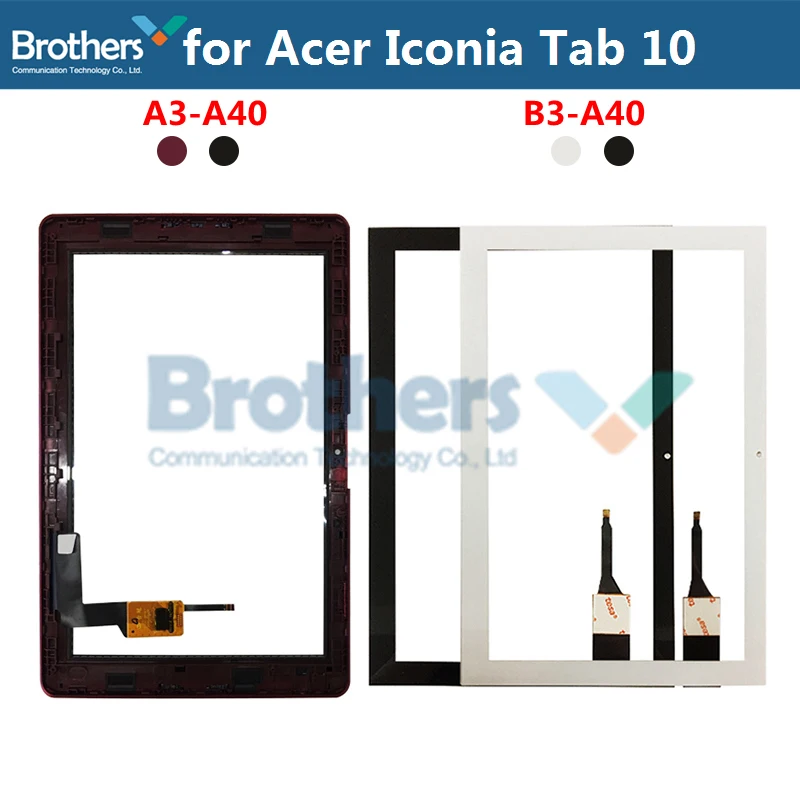 Планшет, сенсорный экран для acer Iconia Tab 10 A3-A40, B3-A40, сенсорный дигитайзер, переднее стекло с рамкой 10,1 '', замена панели, протестировано