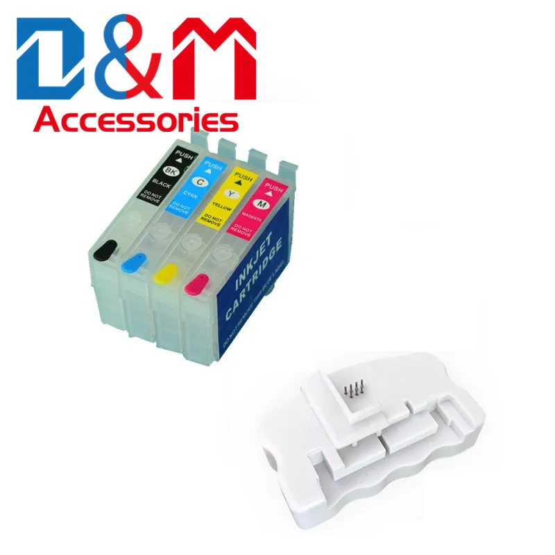 1Set/4color Refillable Ink Cartridge With Chips Resetter T34 34XL T3471 T3461 for Epson 3725dwf 3720dwf Printers ink tank | Компьютеры и