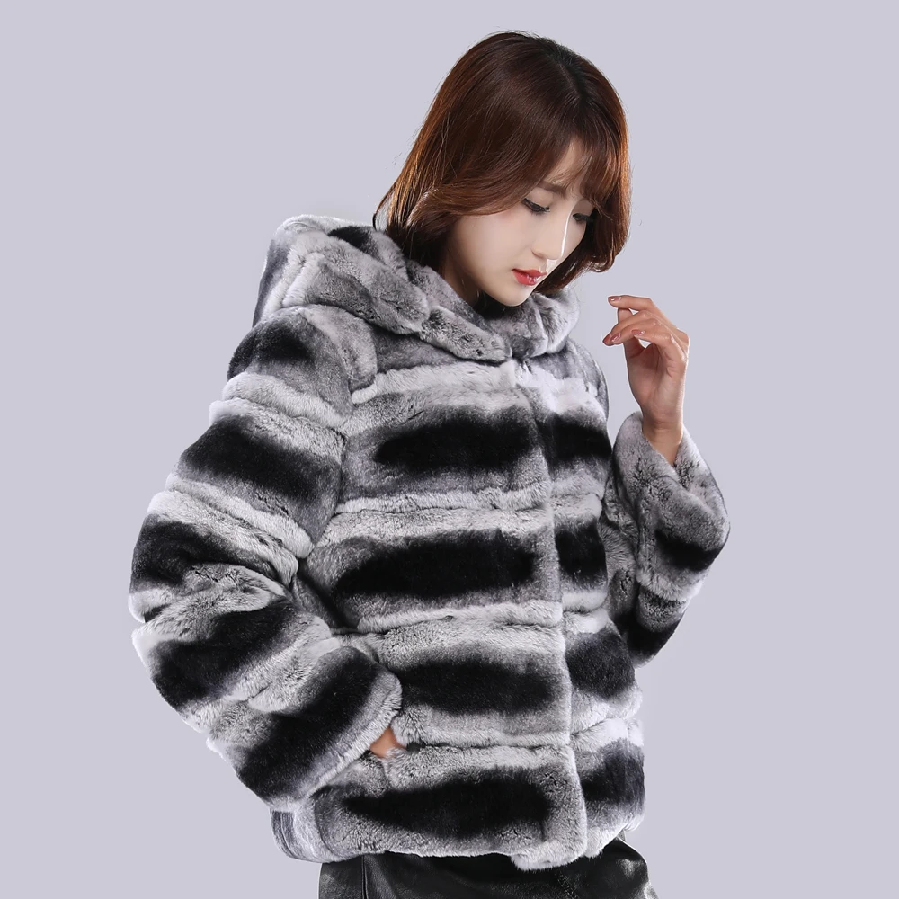 Женский мех шиншиллы верхняя одежда женский зимний плотный теплый Настоящий