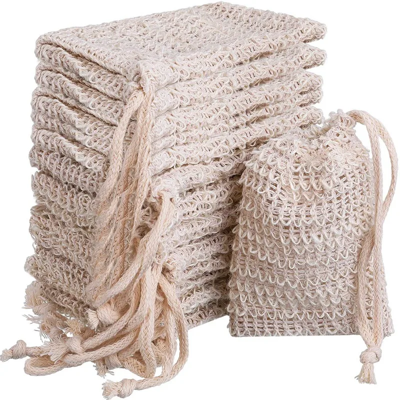 

Practical 15 Packs Of Soap To Exfoliate Natural Flax Soap Bag