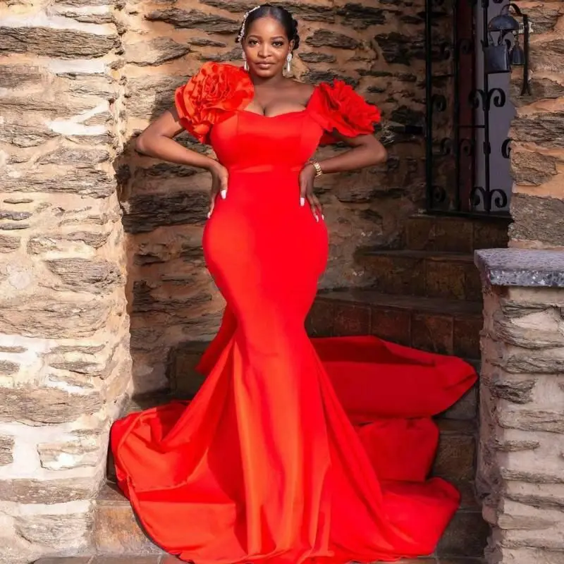 

Черные женские платья русалки для выпускного вечера, элегантные красные атласные длинные официальные платья для выпускного вечера