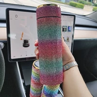 550ml portable stainless steel diamond studded water cup led temperature display cup smart vacuum cup travel coffee cup gift