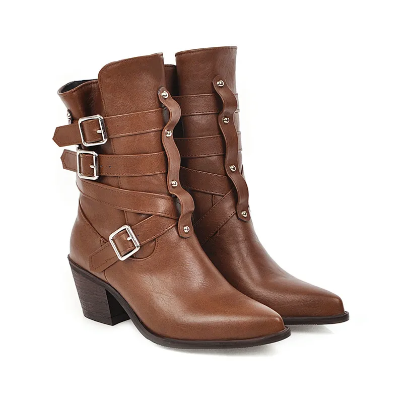 Женские ковбойские ботинки на квадратном каблуке с острым носком | Обувь