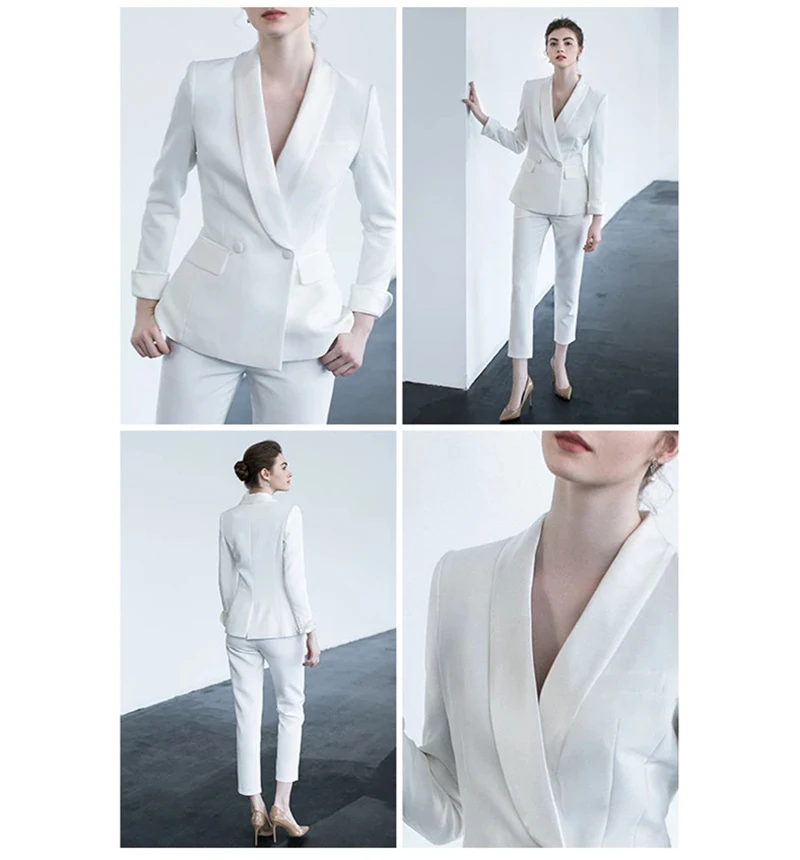 Ladies stitching color shawl collar formal wear office ladies two-piece suit jacket and pants suit