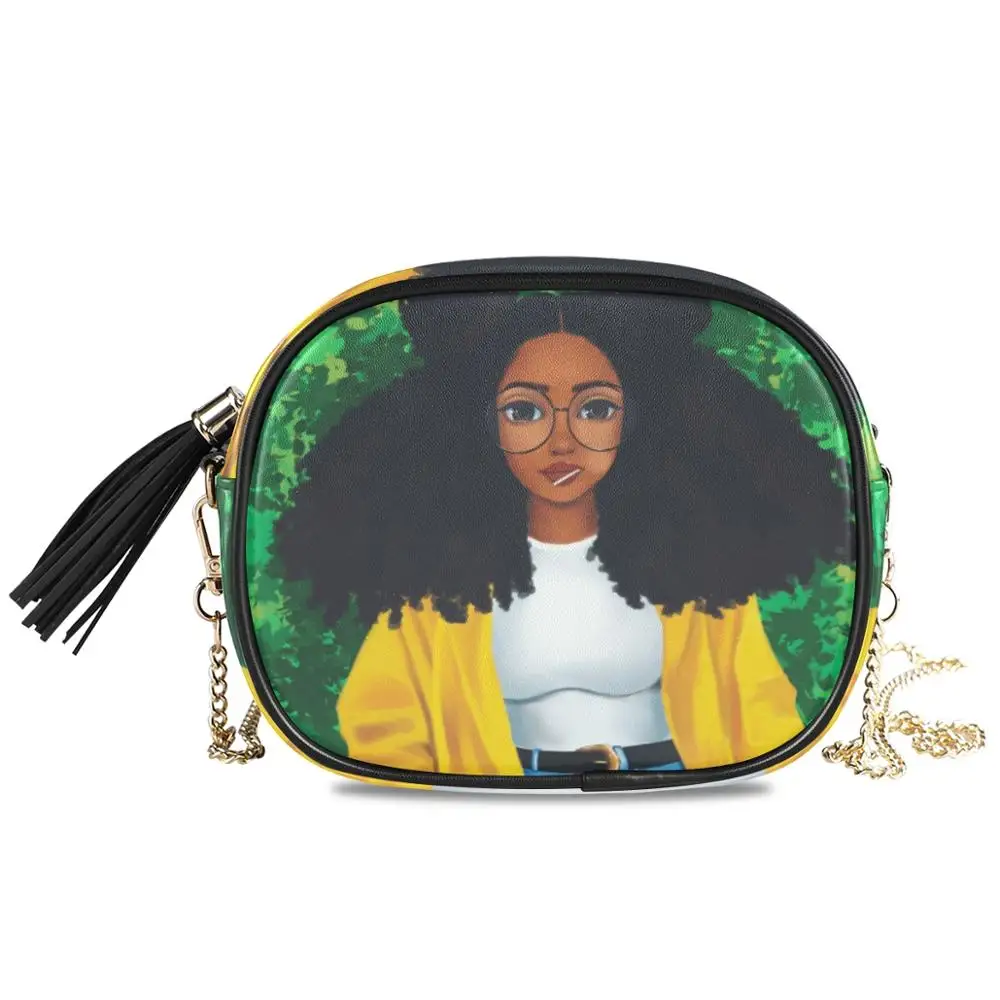

ALAZA Shoulder crossbody bag women bags 2020 PU Leather Chain bags Afro Girls black Women Messenger Bag Small Square purse Bags