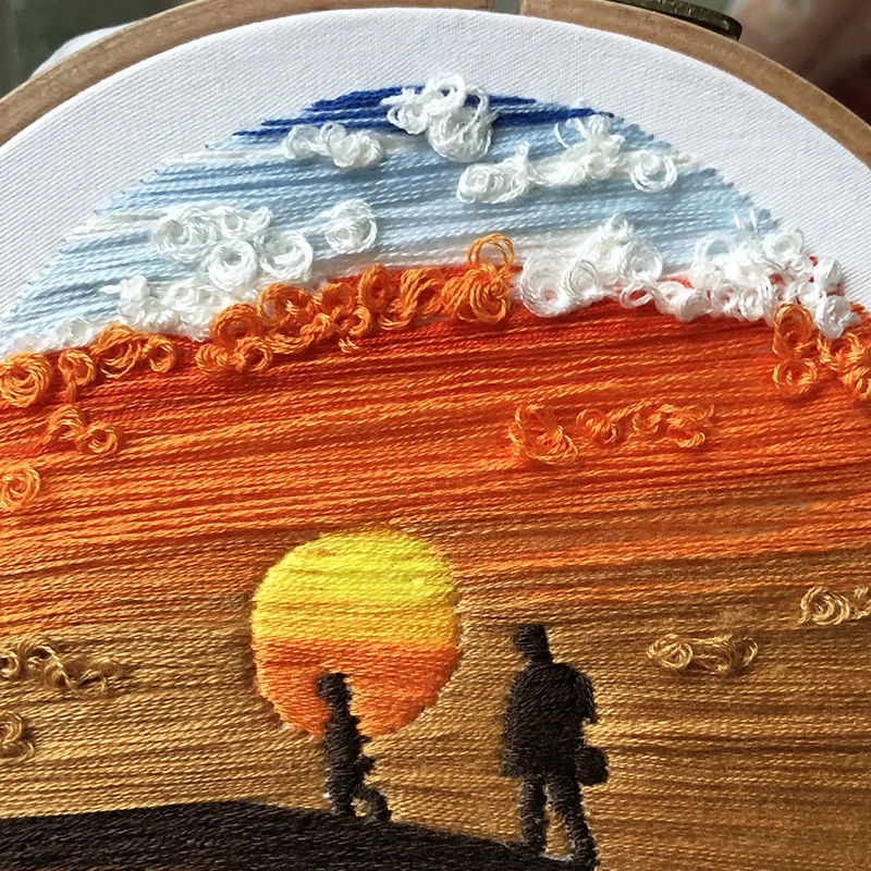 Красивая вышивка пейзажа материал посылка сделай сам ручная работа для