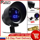 Круглый ЖК- цифровой датчик температуры воды для автомобиля грузовика Температурный датчик температуры мото + вольтметр напряжение 2 в 1 12 В 24 В датчик температуры