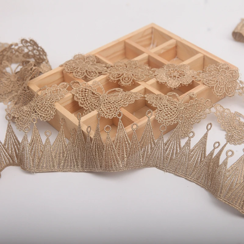 Золотая кружевная отделка 2021 год широкое кружево чосам аксессуары для рукоделия