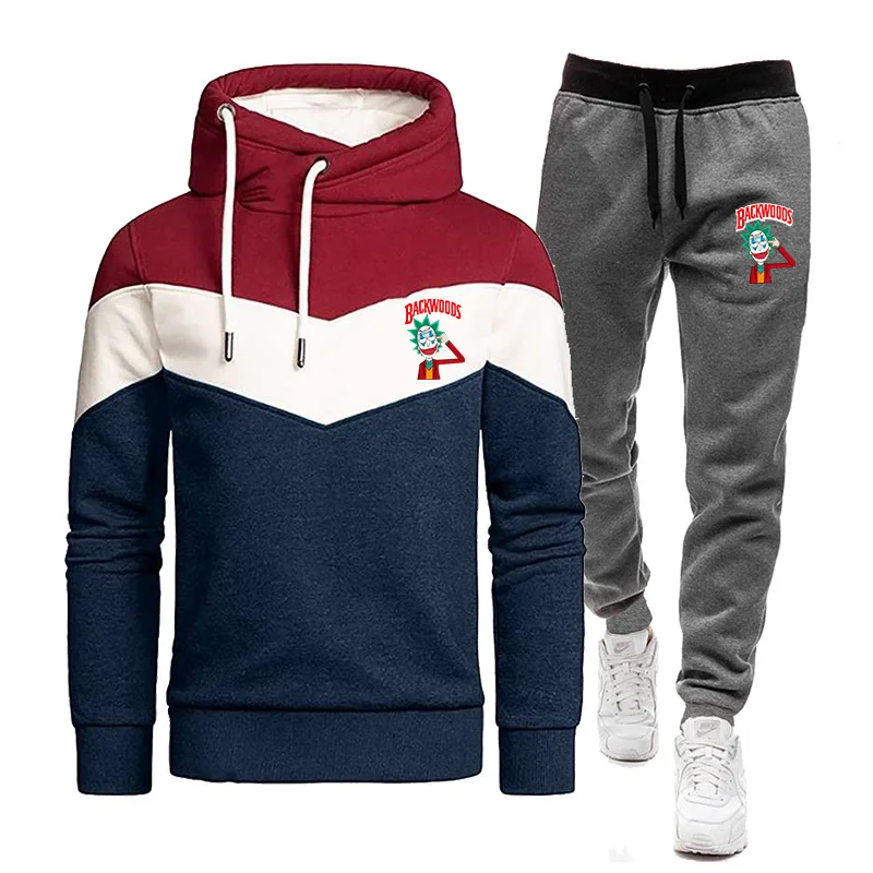 

2021 latest sportswear men's suit spring and autumn hoodie pants 2-piece set fashion hoodie men's sweatshirt sweatpants suit