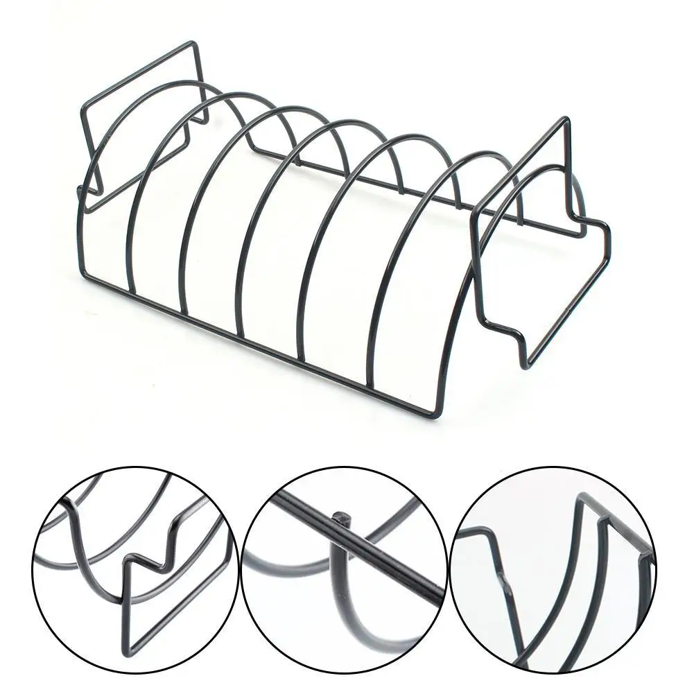 

1PC Non-Stick Rib Shelf BBQ Stand Barbecue Roast Rack Steel Basket Grilling Grilling Ribs Beef Rack Chicken BBQ R6X0