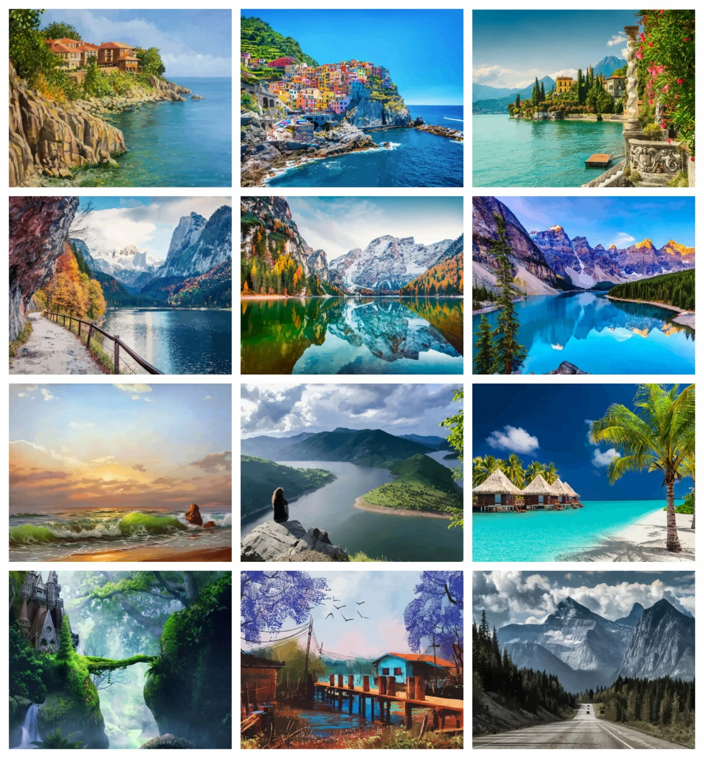 HUACAN картина по номерам Приморский Пейзаж Ручная роспись украшения дома