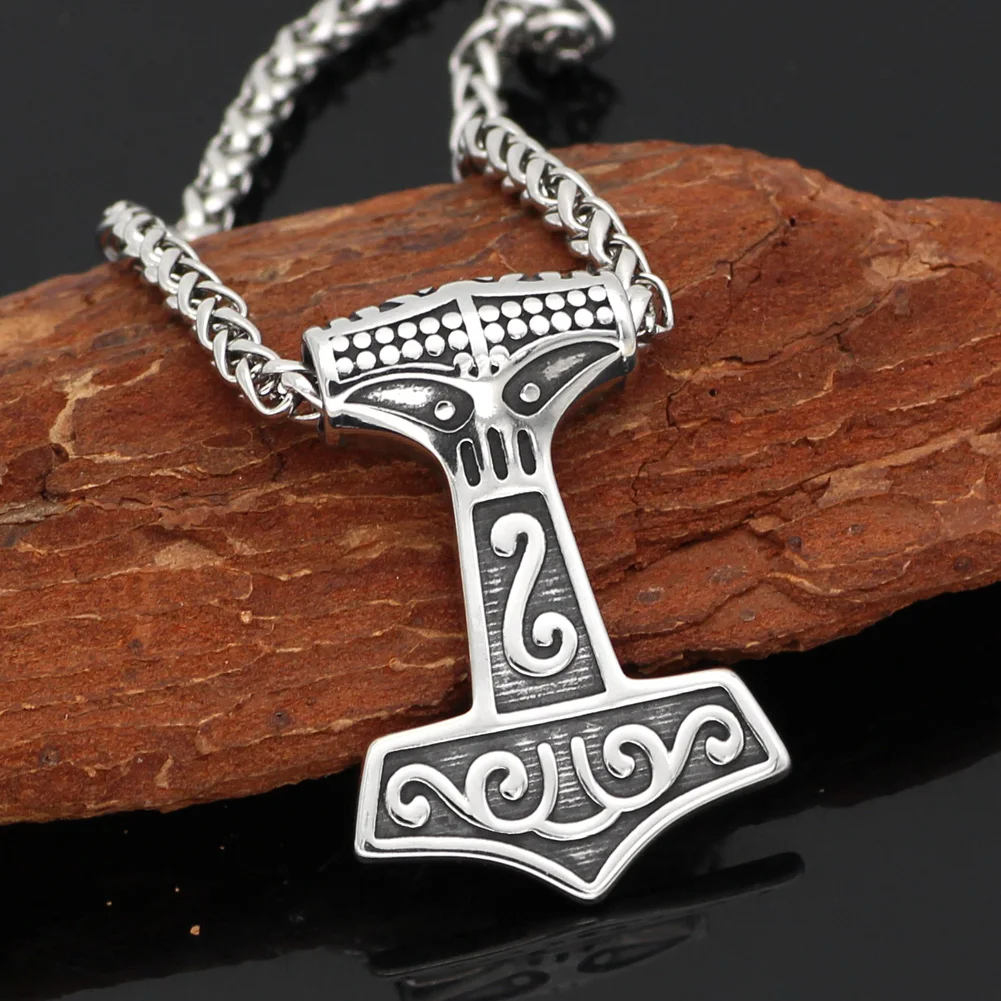 Скандинавский Викинг Mjolnir из нержавеющей стали Thor Hammer Raven Head ожерелье для мужчин с