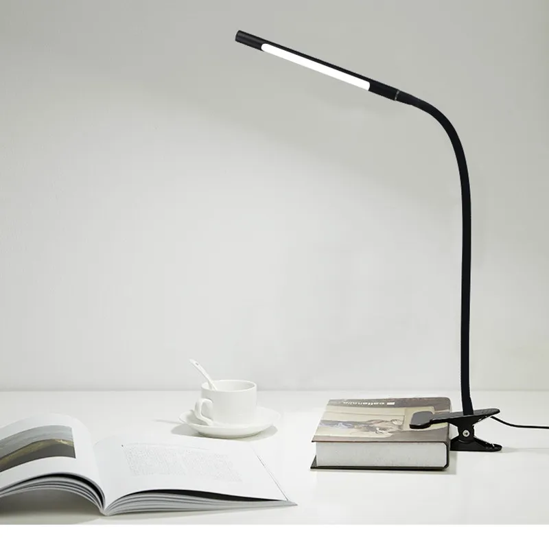 Clip Table Lamp USB charging Reading student learning eyes protection led dimmer desk lamp metal flexible hose bedroom Goosenec | Лампы и