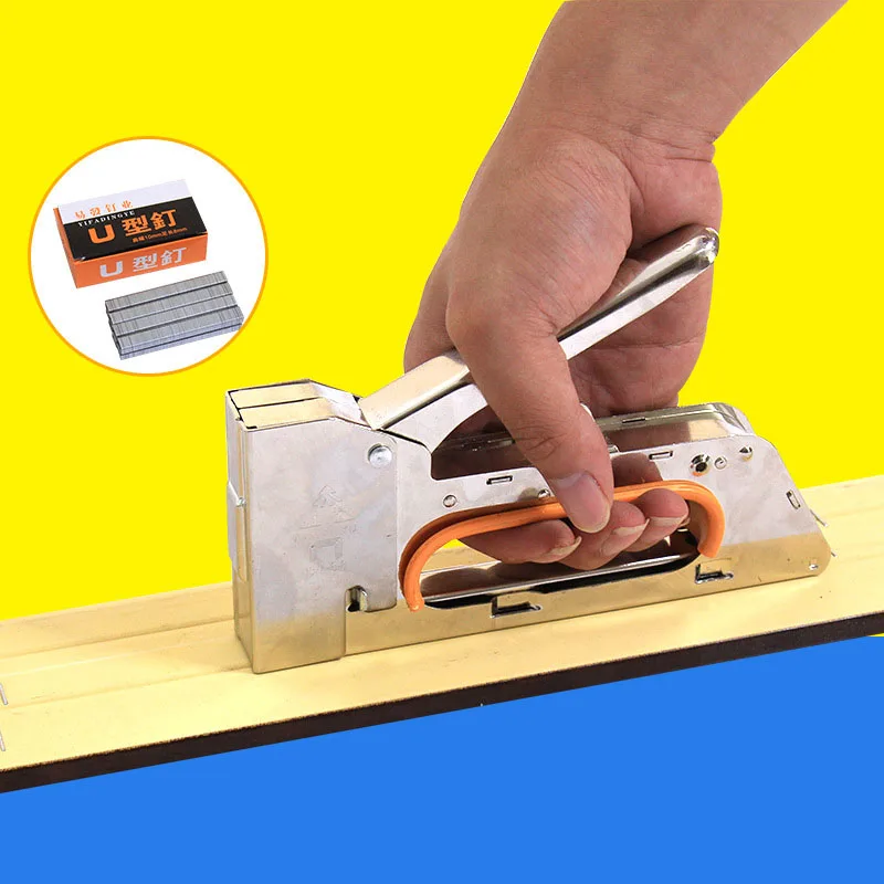 

Сверхмощный степлер для декора мебели, степлер, деревообрабатывающий ручной U-образный пистолет для ногтей 1008F