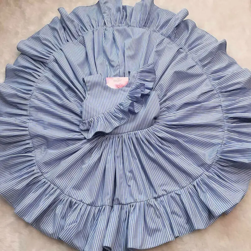 Летнее платье принцессы в полоску для маленьких девочек Праздничное